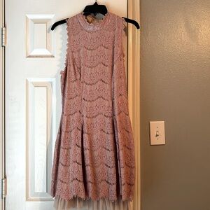 Pink tight fitted lace dress